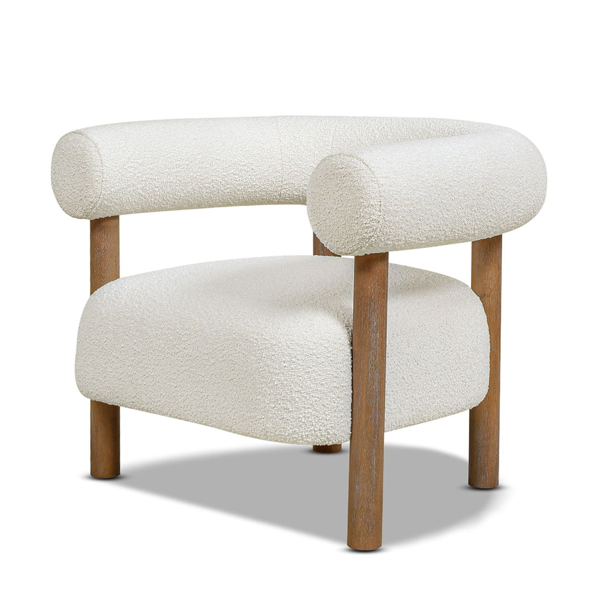 Fuji - Mid Century Modern Barrel Accent Arm Chair - Ivory White by Couch.com