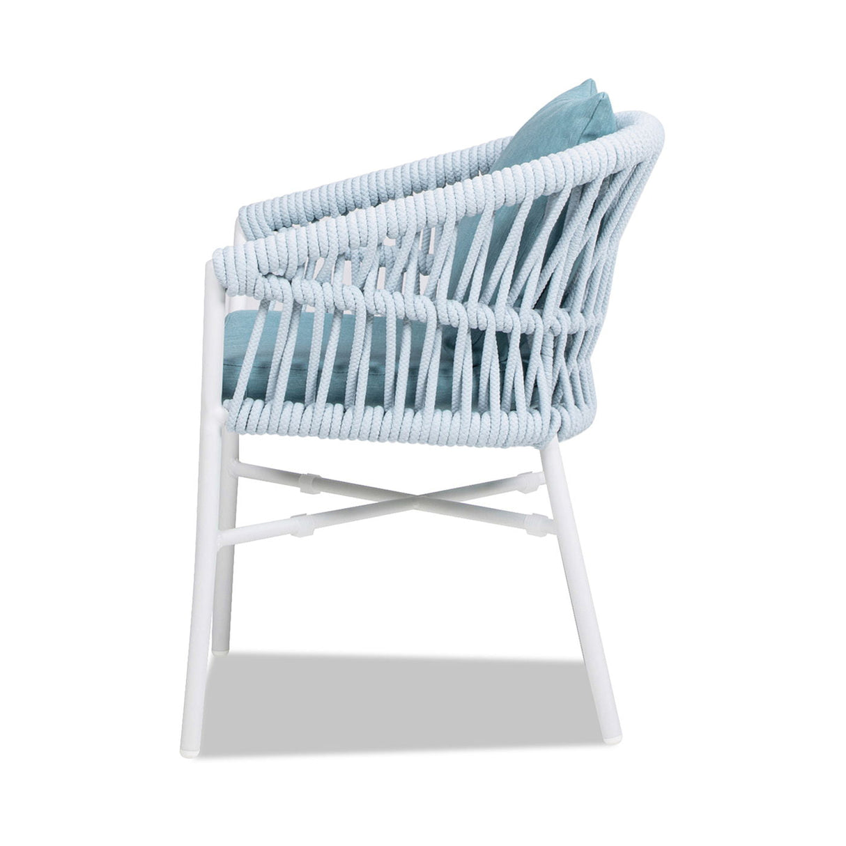 Maiden - Barrel Back Aluminum & Rope Outdoor Patio Dining Chair, Sunproof Olefin (Set of 2) by Couch.com
