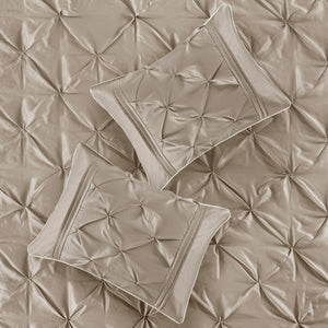7 Piece Tufted Comforter Set Taupe California King
