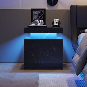 Nightstand LED, Bedside Table Cabinet With 2 Drawers For Bedroom by Couch.com