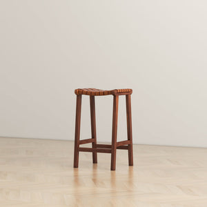 James - Mid-Century Modern Genuine Leather Counter Stool by Couch.com