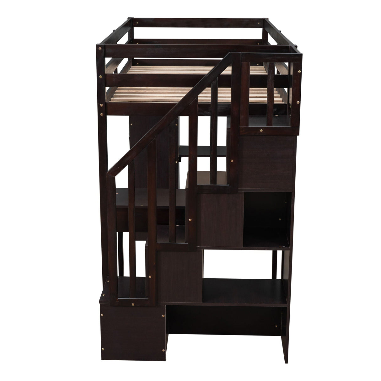 Loft Bed With Storage Drawers, Desk And Stairs With Shelves by Couch.com