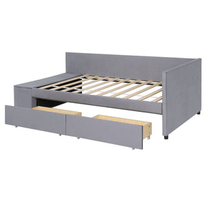 L Shaped Upholstered Platform Bed With Storage And Drawers by Couch.com