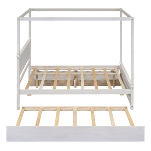 Canopy Platform Bed With Drawers, Support Slats, No Box Spring Needed by Couch.com
