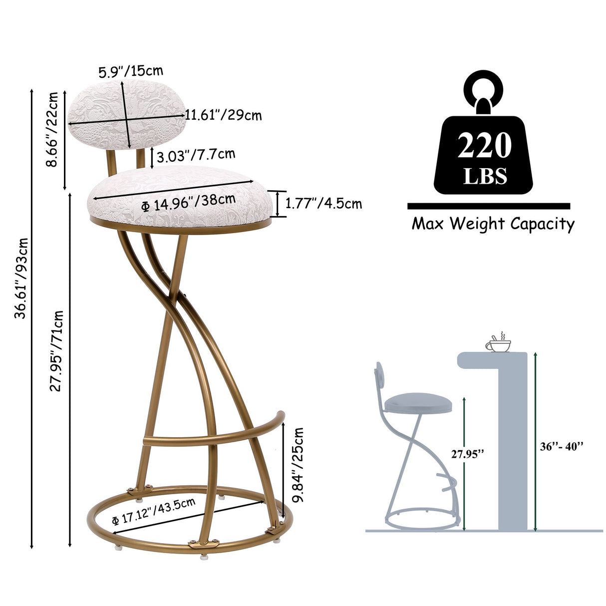 Round Print Bar Stools Upholstered Chairs For Kitchen (Set of 2) by Couch.com