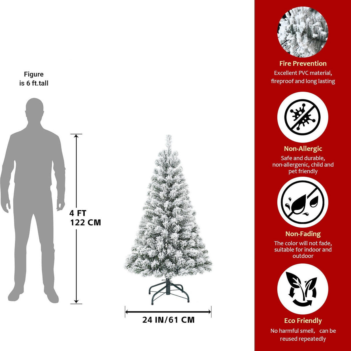 4FT Flocked Christmas Tree with 233 Tips