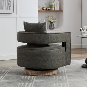 Swivel Accent Open Back Barrel Chair With Weathered Base by Couch.com