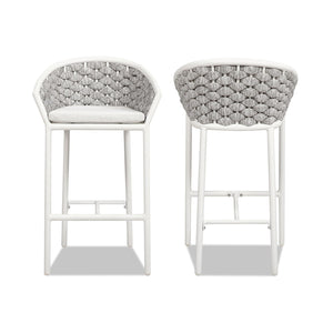 Rowan - Rope Barrel Low Back Patio Counter Stool (Set of 2) - Optic White by Couch.com