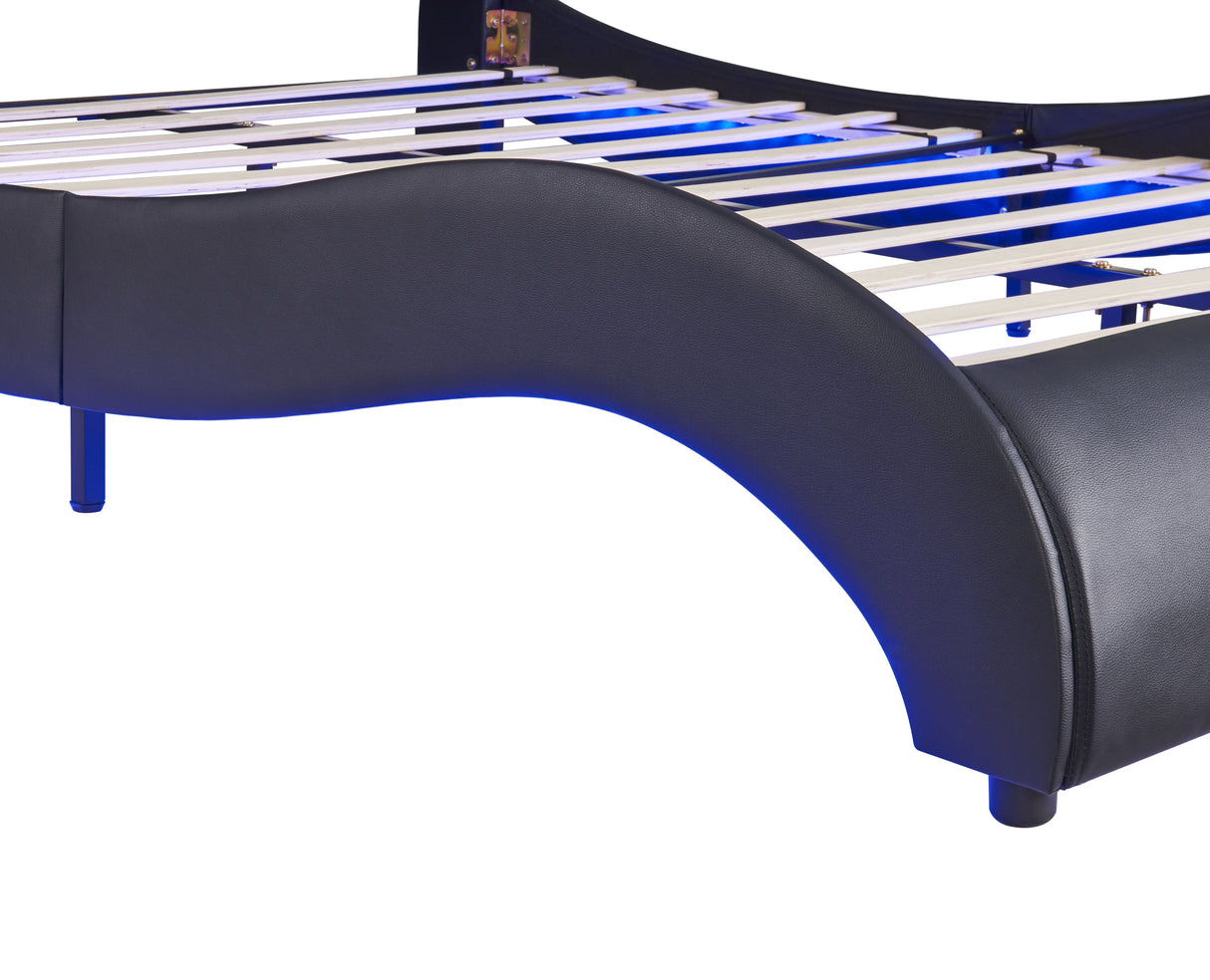 Upholstered Platform Bed With LED Light, Frame Slatted by Couch.com