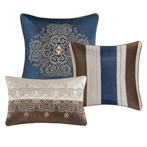 Cal King 7 Piece Jacquard Comforter Set with Throw Pillows