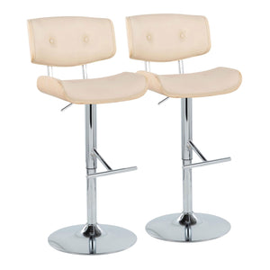 Lombardi - Contemporary Adjustable Barstool With Swivel With Straight T Footrest (Set of 2) by Couch.com