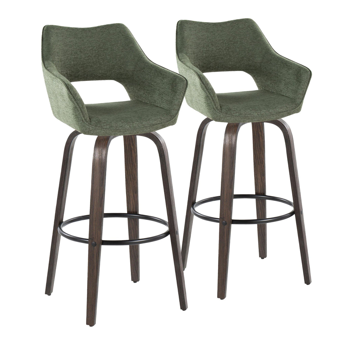 Mustang - Contemporary Fixed Height Barstool With Swivel With Round Footrest (Set of 2) by Couch.com