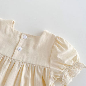 Girl Baby Flower Embroidered Short-sleeved Top