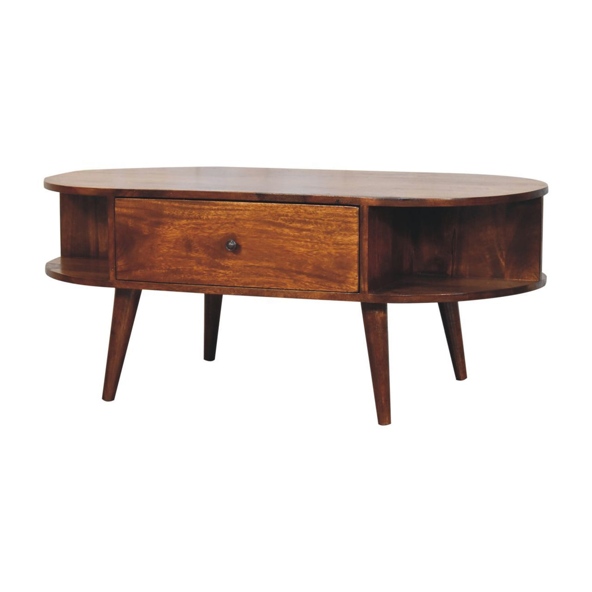 Oval Coffee Table With 1 Drawer - Chestnut by Couch.com