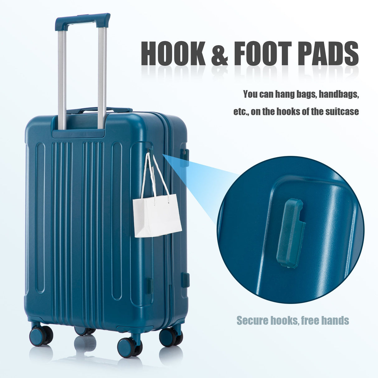 3-Piece ABS Spinner Wheel Luggage Set 20"/24"/28" Dark Blue