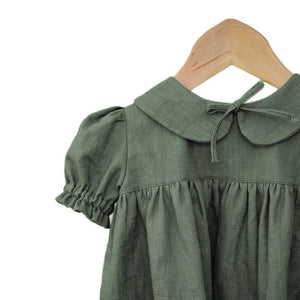 Girls Rustic Cotton And Linen Dress