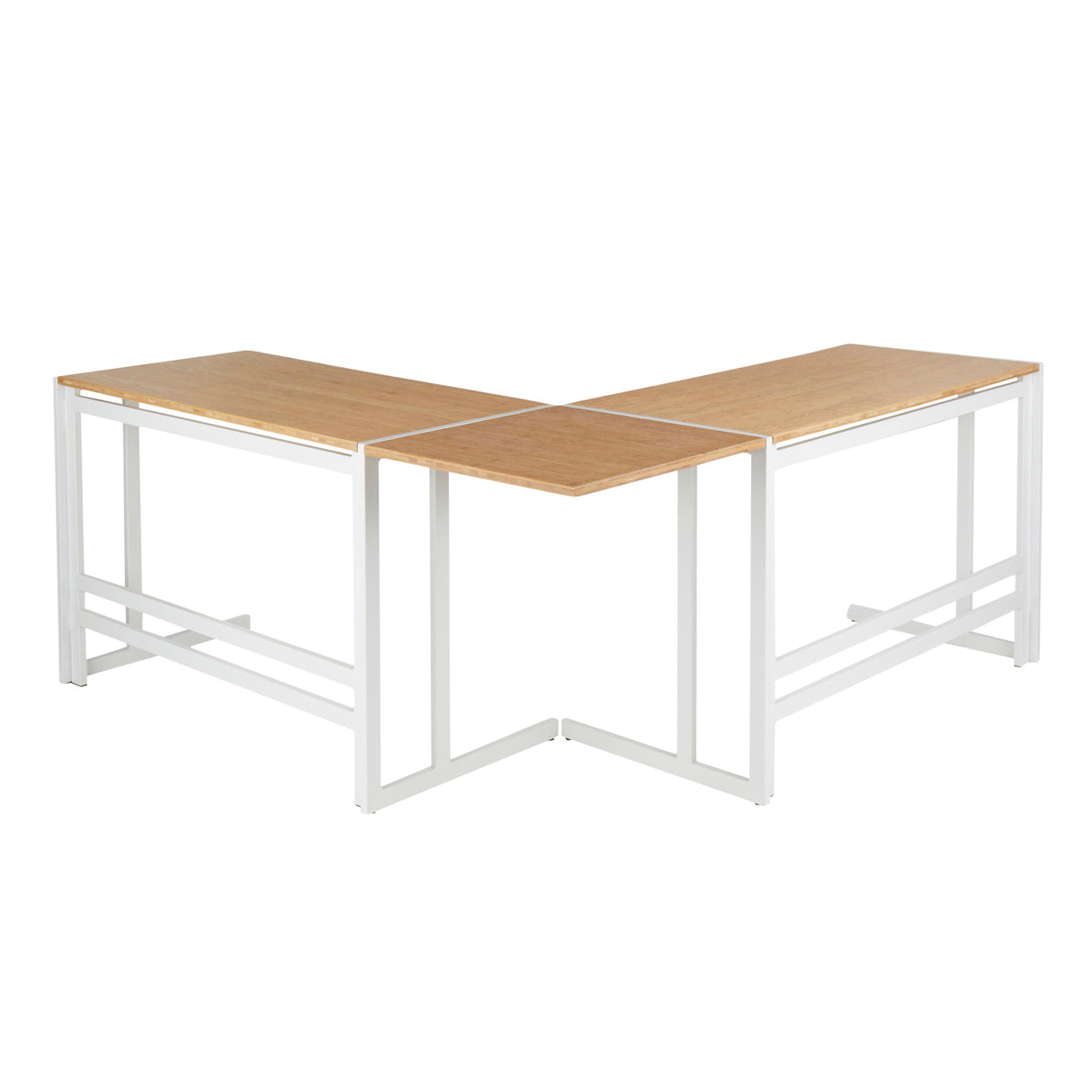 Roman - Industrial L Shaped Desk - White / Natural by Couch.com