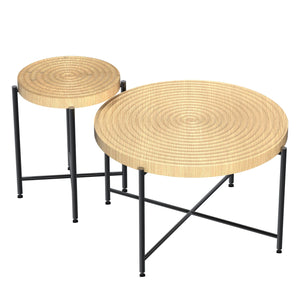 Coffee And End Table Set Waterproof Cover, Distressed Cylindrical Design, Legs Classic Rustic Charm (Set of 2) by Couch.com