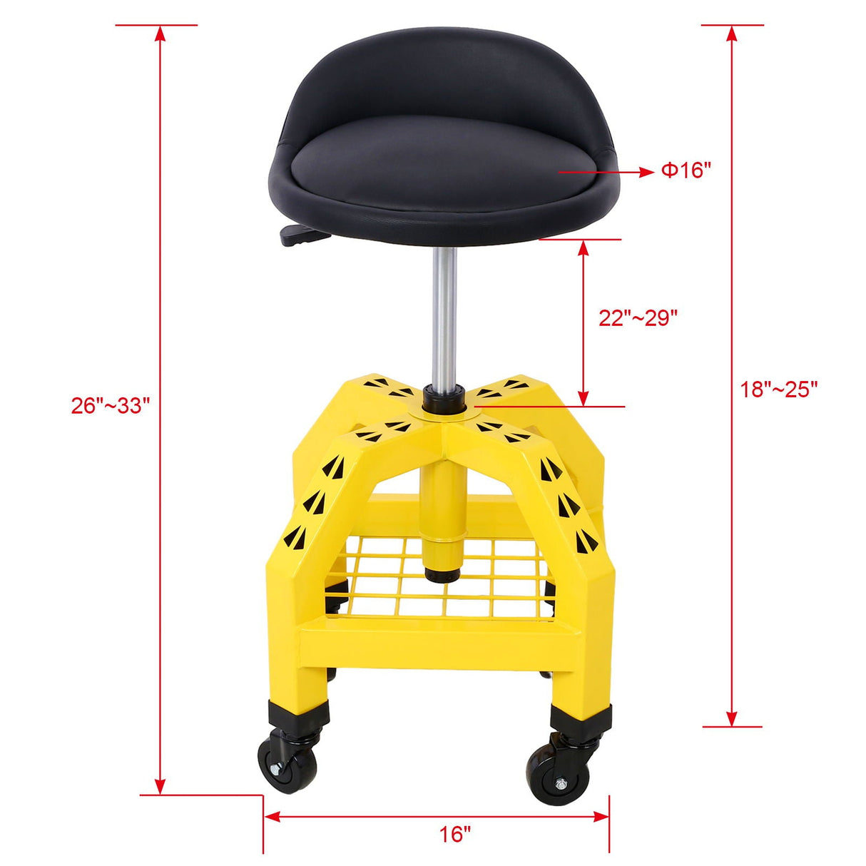 Pneumatic 360 Degree Swivel Stool, Mechanics Rolling Creeper Seat, Heavy Duty Rolling Mechanics Stool, Shop Stool With Casters by Couch.com