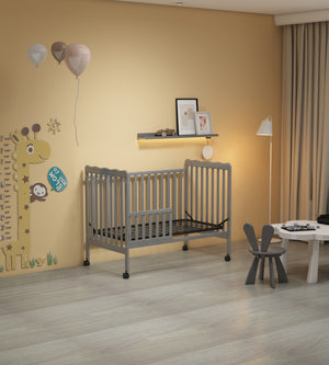Crib 3 In 1 Convertible, Made Of Sustainable Pinewood, Non Toxic Finish, Comes With Locking Wheels, Wooden Nursery Furniture by Couch.com