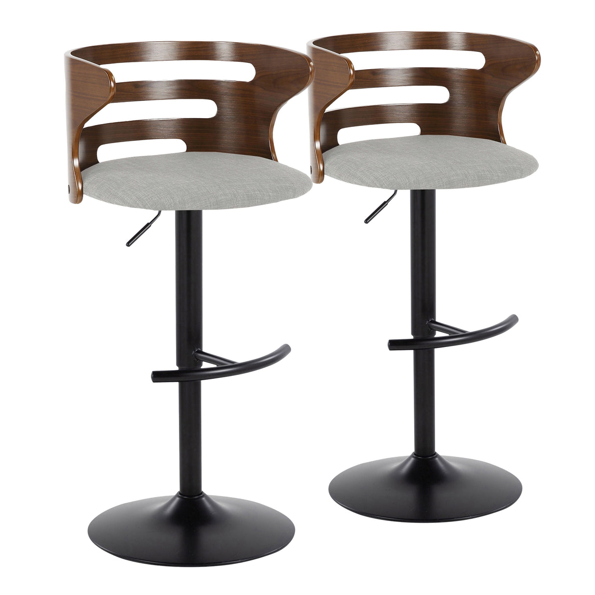 Cosi - Mid Century Modern Adjustable Barstool With Swivel With Rounded T Footrest (Set of 2) by Couch.com