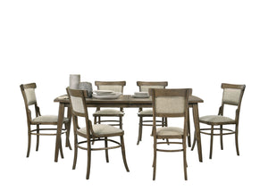 Bistro - Dining Table With Off White Fabric Dining Chairs by Couch.com