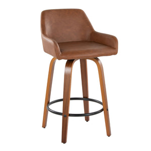 Daniella - Contemporary Fixed Height Counter Stool With Swivel With Round Footrest (Set of 2) by Couch.com