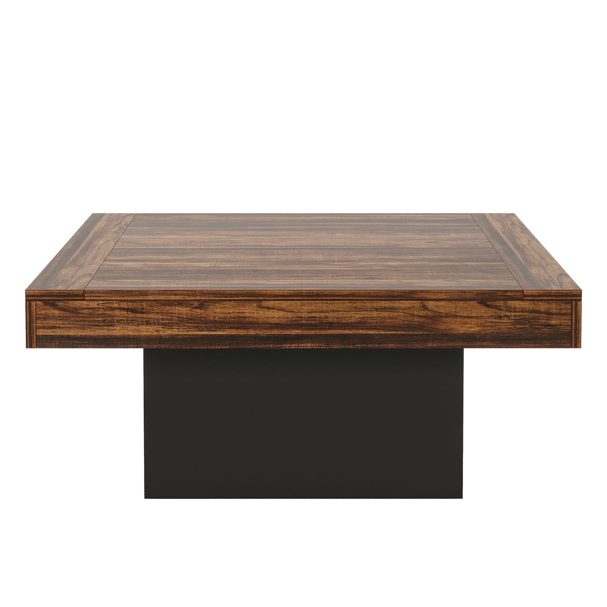 LED Coffee Table With Base, Center Table For Living Room - Rustic Brown