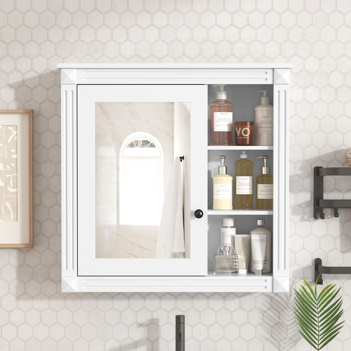 Bathroom Medicine Cabinet With Mirror, Wall Mounted Mirror Cabinet With Storage Organizer, Over The Toilet Storage White Storage Cabinet For Bathroom - White by Couch.com