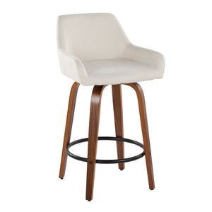 Daniella - Contemporary Fixed Height Counter Stool With Swivel With Round Footrest (Set of 2) by Couch.com