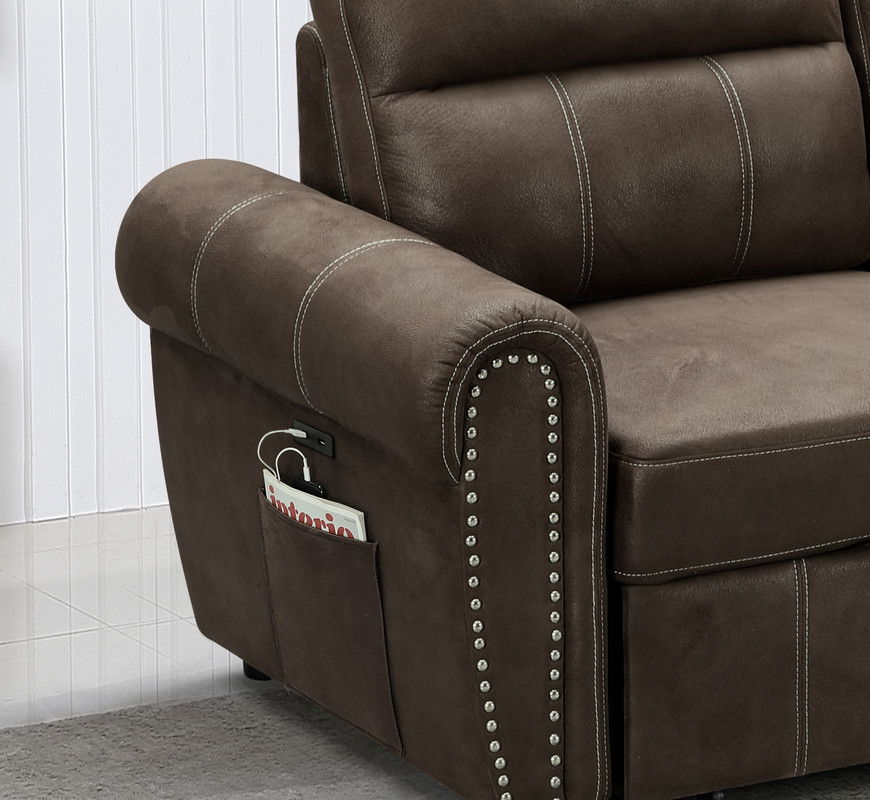 Hugo - Reversible Sleeper Sectional Sofa Chaise With USB Charger - Brown by Couch.com