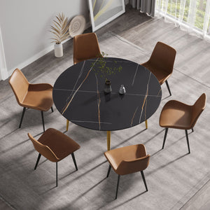 Modern Man-Made Stone Round Dining Table-Position For 6 People by Couch.com