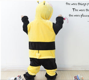 Children's Cute Cartoon Animal Bee One-piece Pajamas Flannel Performance Wear