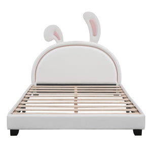 Upholstered Leather Platform Bed With Rabbit Ornament by Couch.com