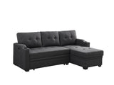 Mabel - Linen Fabric Sleeper Sectional With Cupholder, USB Charging Port And Pocket by Couch.com