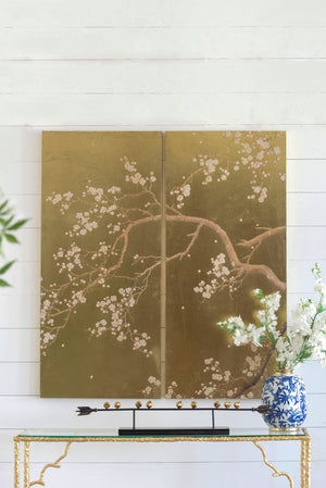 Cherry Blossom Wall Art Panels, Wall Decor For Living Room Dining Room Office Bedroom (Set of 2) - Gold by Couch.com