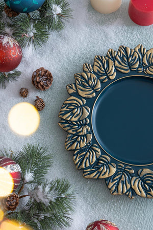 Plastic Charger Plate (Set of 8) - Blue / Gold by Couch.com