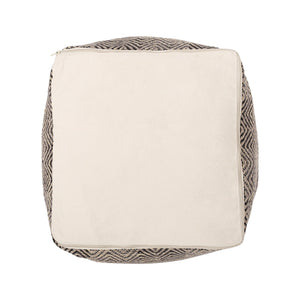 Barracuda Handcrafted Cotton Pouf With Chevron Pattern - Brown / Beige