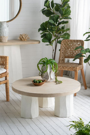 Decorative Coffee Table With Wooden Top And Magnesium Base - Brown White by Couch.com