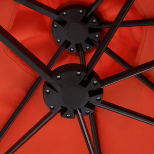14.8 Ft Double Sided Outdoor Umbrella Rectangular Large with Crank (Orange)