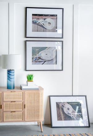 Rope Wall Art With Frame, Wall Decor For Living Room (Set of 3) - White / Black by Couch.com