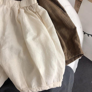 Children's Solid Color Cotton Linen Pants