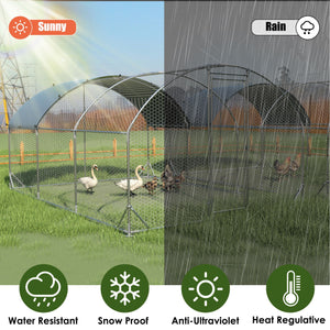 Large Metal Chicken Coop Upgrade Three Support Steel Wire Impregnated Plastic Net Cage, Oxford Cloth Plated Waterproof UV Protection, Duck Rabbit Sheep Bird Outdoor House - Silver by Couch.com