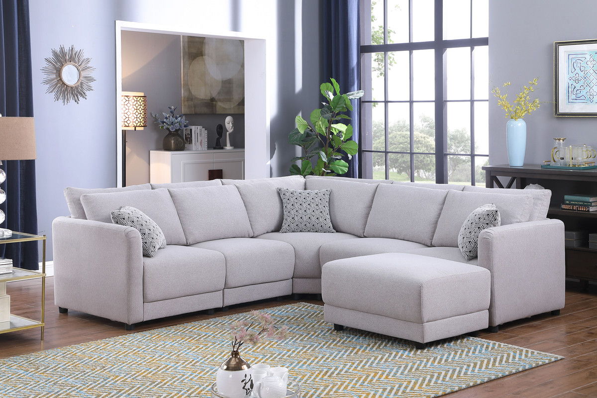 Penelope - Fabric Reversible Modular Sectional Sofa With Ottoman And Pillows by Couch.com