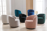 Velvet Fabric Swivel Accent Armchair Barrel Chair With Powder Coating Metal Ring by Couch.com