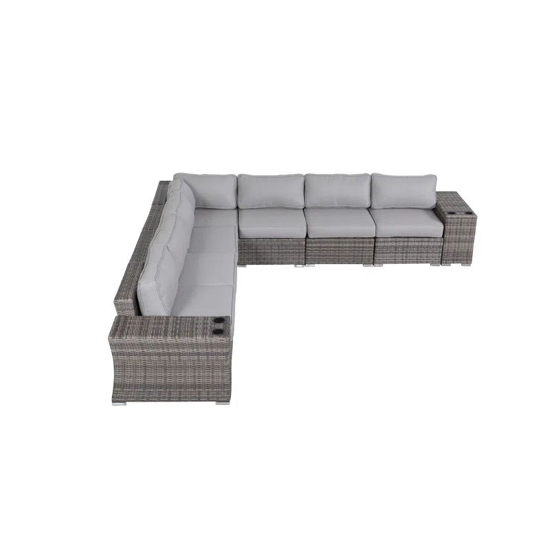 Rattan Sectional Sofa Set With Cushions by Couch.com