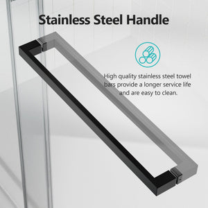 Frameless Double Sliding Soft-Close Shower Door In Matte, 3 / 8" (10Mm) Thick SGCC Tempered Glass Door - Black by Couch.com