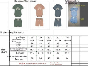 Rainbow Waffle Four-color Side Button Short Sleeve Baby Bodysuit Shorts Suit