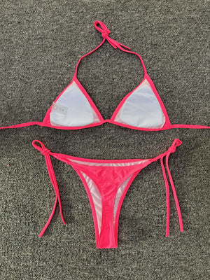 Bikini Leopard Print 2 Piece Swimsuit for Women – High Cut Lace-Up Backless Flattering Bikini Set with Halter Spaghetti Strap – Stretchy Sexy and Stylish Swimwear for Pool Beach and Summer Vacation
