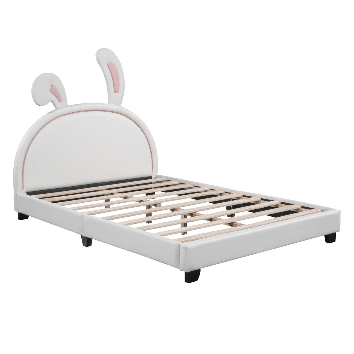 Upholstered Leather Platform Bed With Rabbit Ornament by Couch.com